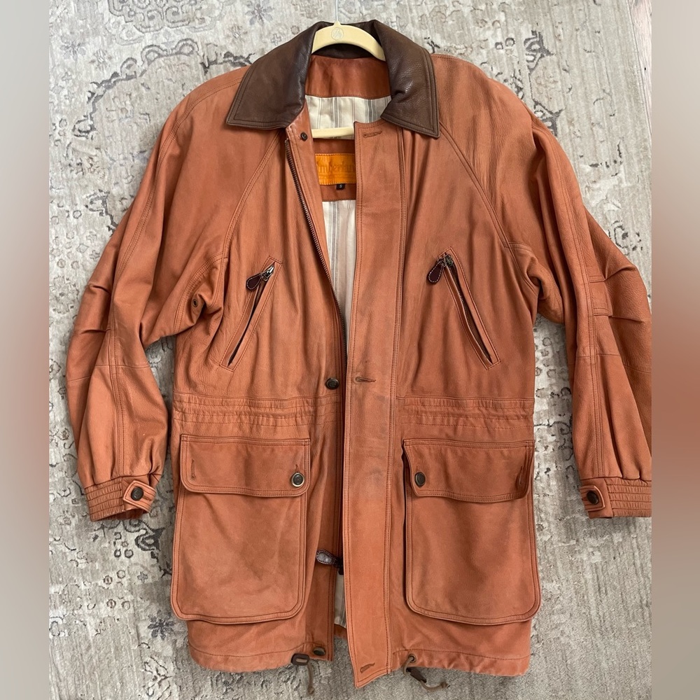 Vintage Timberland Leather Barn Coat Parka